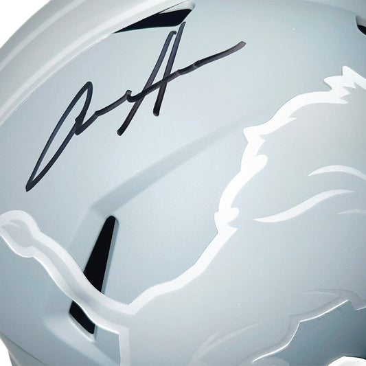 Aidan Hutchinson Signed Detroit Lions Slate Alternate Speed Full-Size Replica Football Helmet (Beckett)