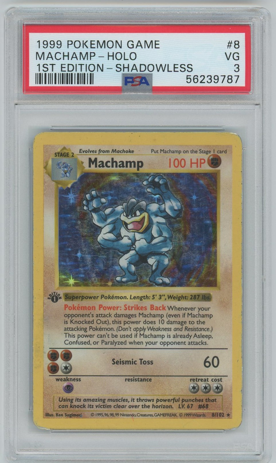 PSA (VG 3) Machamp-holo #8 - Pokemon Game (#56239787)