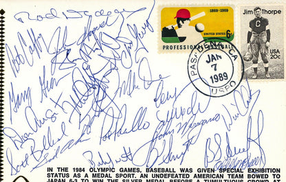1984 USA Olympic Baseball Team Autographed 4x9.5 First Day Cover With 21 Signatures Including Mark McGwire & Barry Larkin Stock #202980