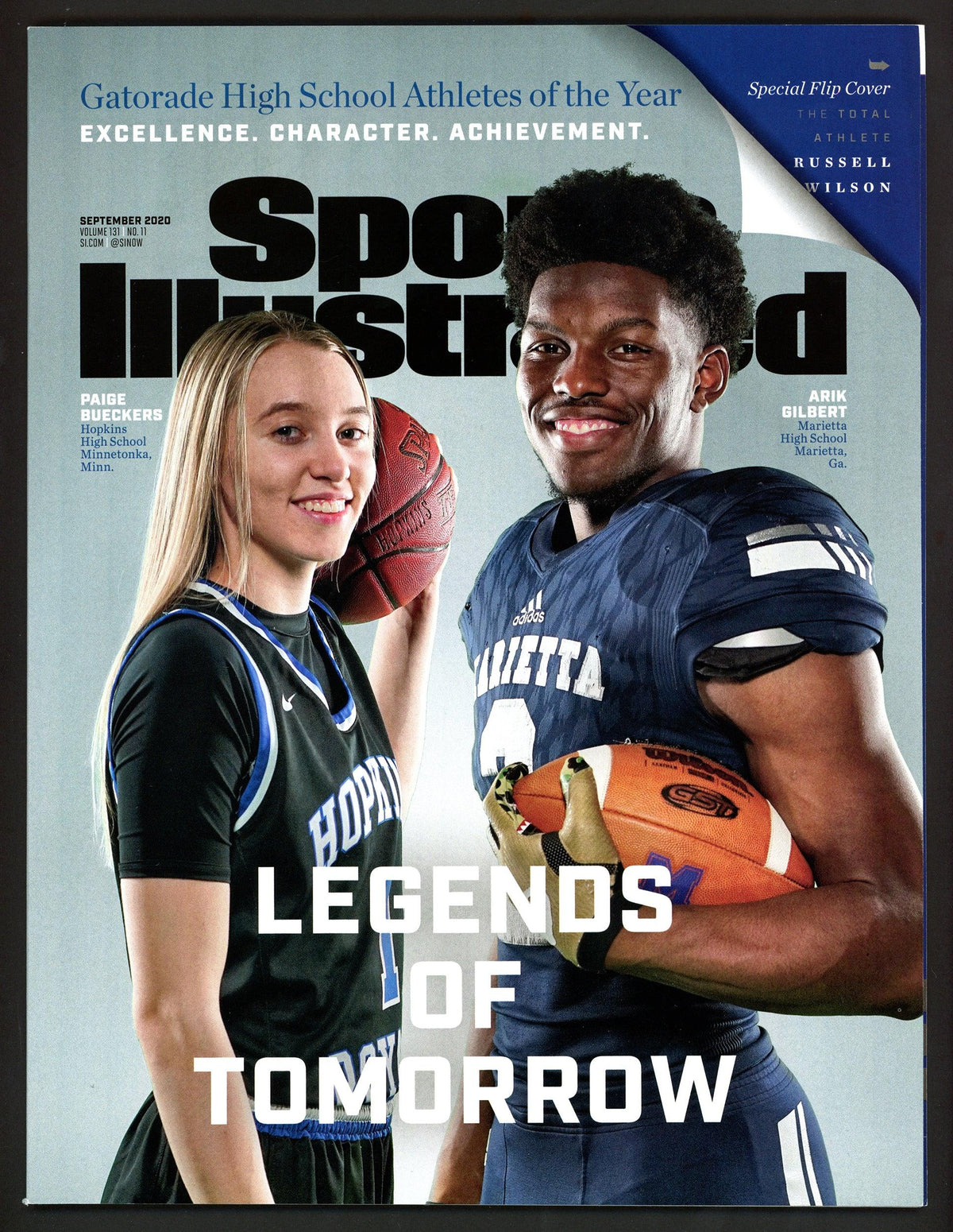 Russell Wilson Autographed Sports Illustrated Magazine Seattle Seahawks Signed in Blue RW Holo & Beckett BAS Stock #182297