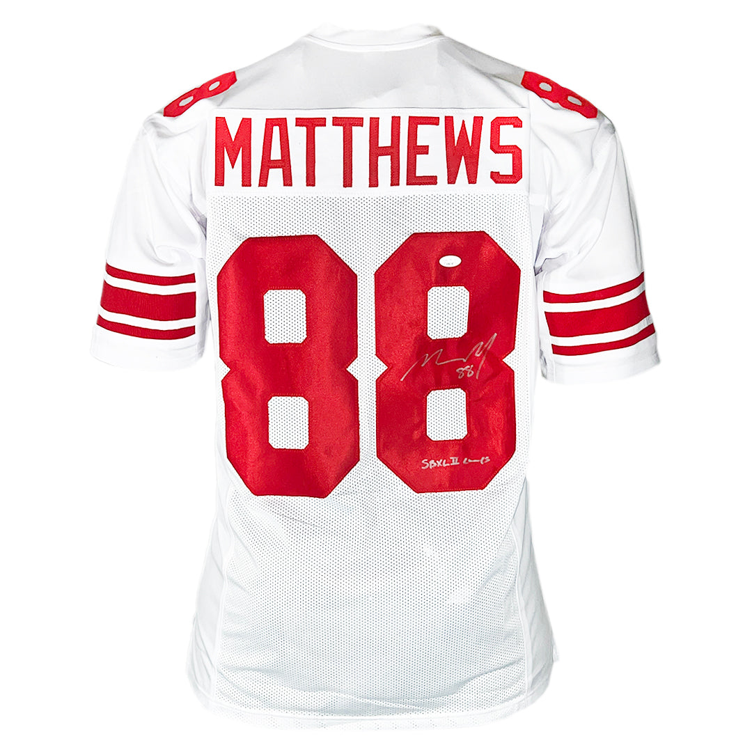 Michael Matthews Signed SB XLII Champs Inscription New York Football Jersey (JSA)