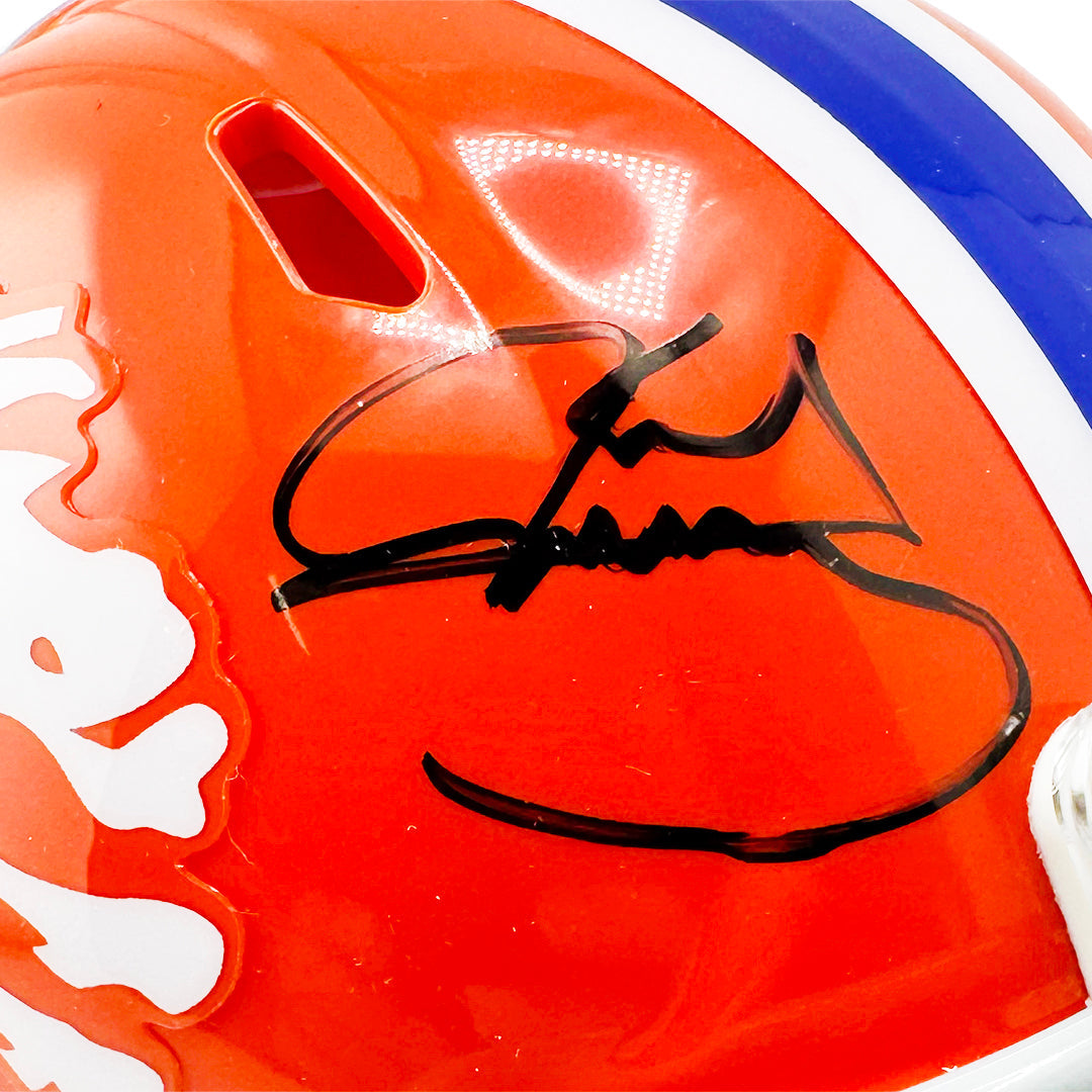 Karl Mecklenburg Signed Denver Broncos Throwback 1966 Speed Mini Football Helmet (JSA)