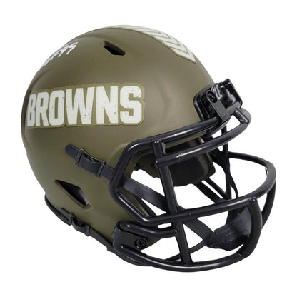Ozzie Newsome Signed HOF 99 Inscription Cleveland Browns Salute to Service Speed Mini Replica Football Helmet (JSA)