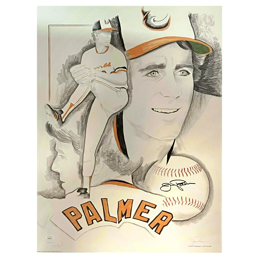 Jim Palmer Signed Baseball 18x24 Photo (JSA)