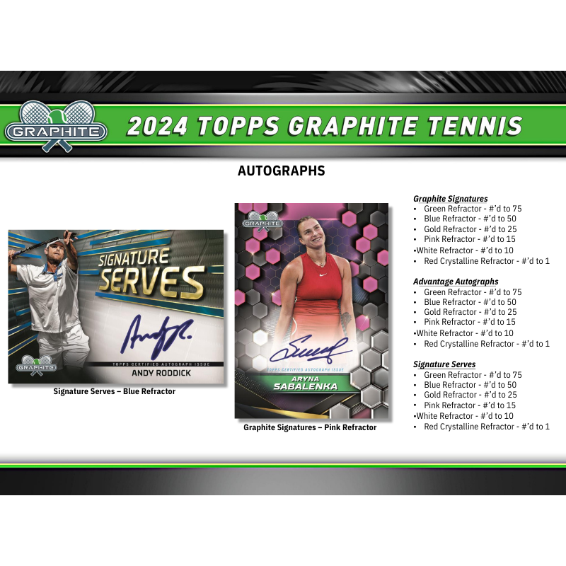 2024 Topps Graphite Tennis Hobby 12 Box Case
