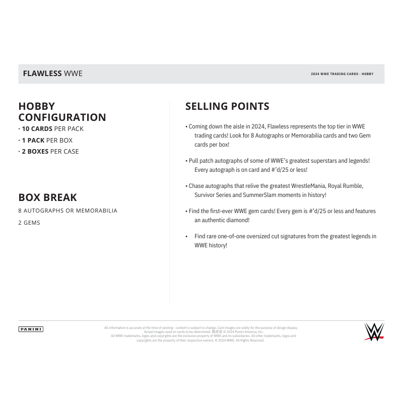 2024 Panini Flawless WWE Hobby 2 Box Case