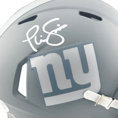 Phil Simms Signed New York Giants Slate Alternate Speed Mini Football Helmet (JSA)