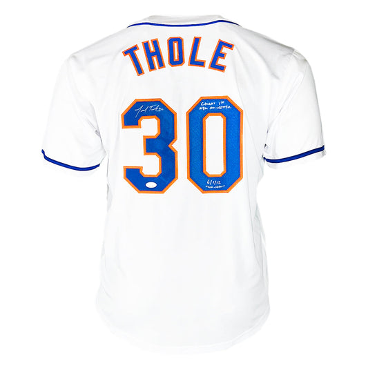 Josh Thole Signed Caught First NYM No Hitter 6/1/12 - No Han Inscription New York White Baseball Jersey (JSA)