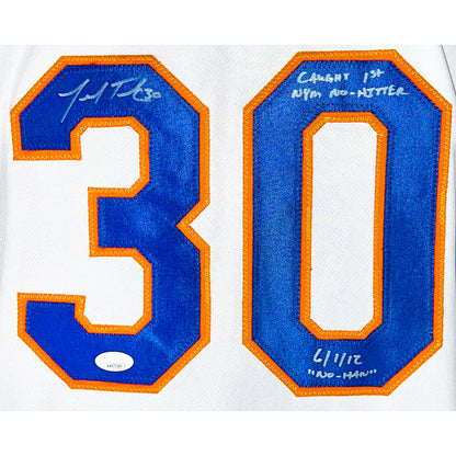 Josh Thole Signed Caught First NYM No Hitter 6/1/12 - No Han Inscription New York White Baseball Jersey (JSA)