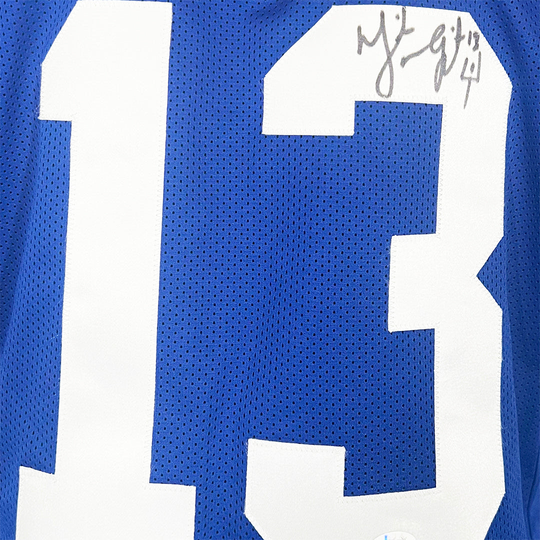 Mike Vanderjagt Signed Indianapolis Blue Football Jersey (JSA)