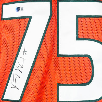 Vince Wilfork Signed Miami College Orange Football Jersey (Beckett)