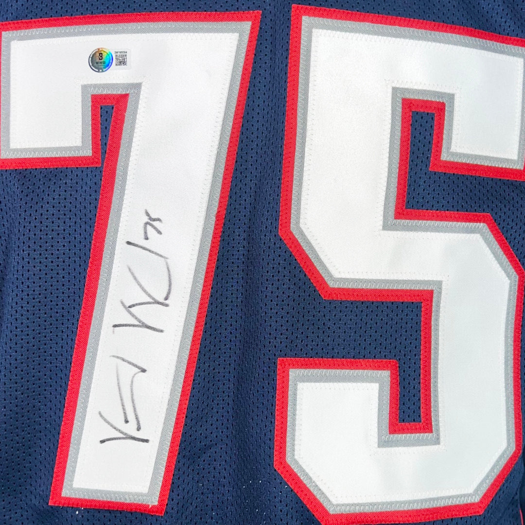 Vince Wilfork Signed New England Navy Football Jersey (Beckett)
