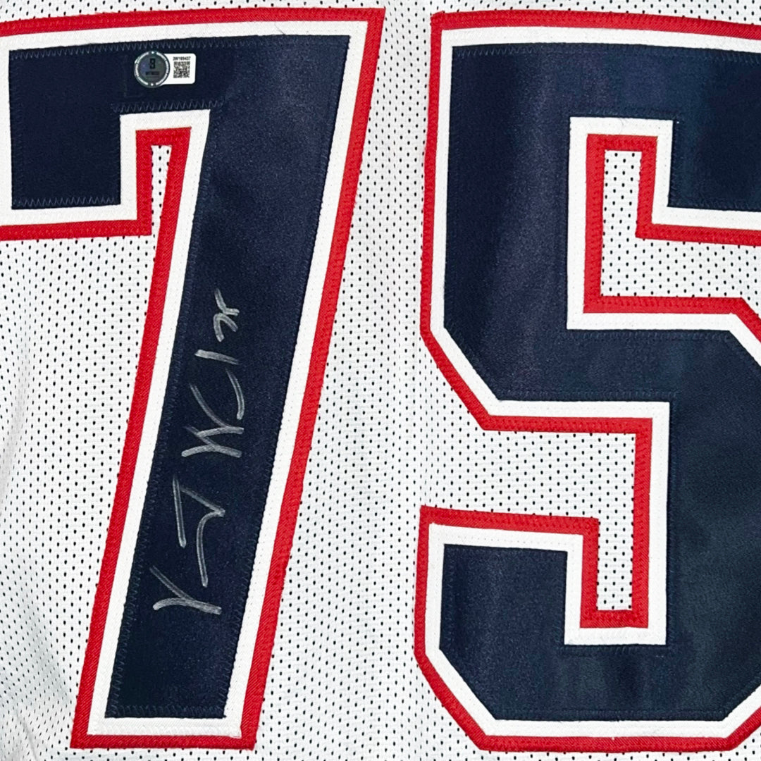Vince Wilfork Signed New England White Football Jersey (JSA)